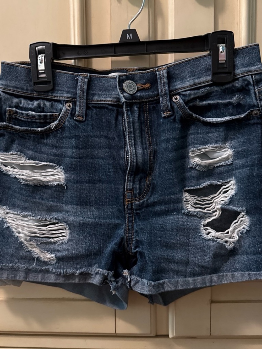 Mudd Distressed Dark Blue Jean Shorts